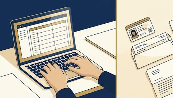 Person searching an unclaimed property database on a laptop